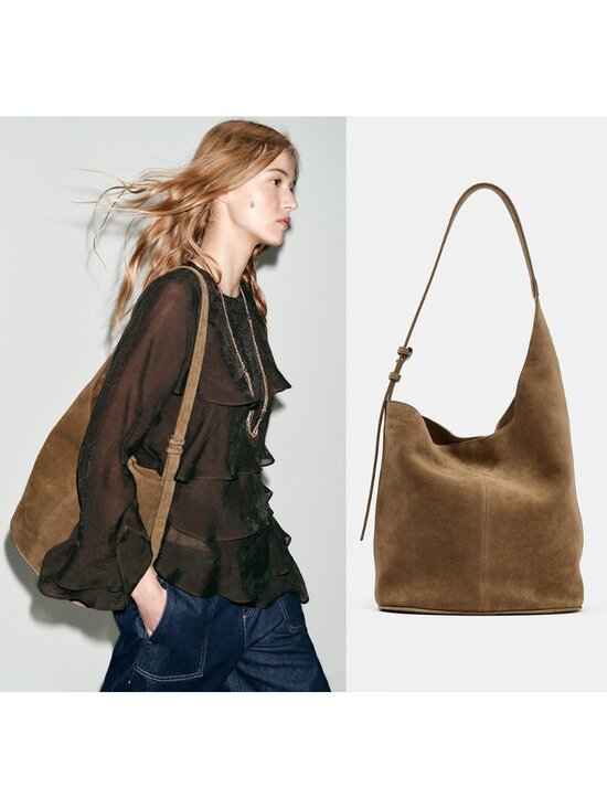 Zara Handbags - NEW ZARA asymmetric leather bucket bag 6852